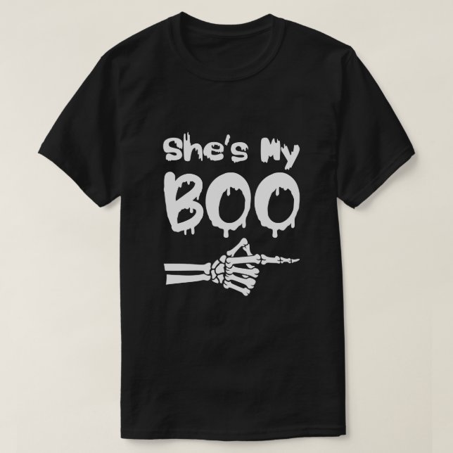 Camiseta Ella es mi novio, parejas de halloween (Diseño del anverso)