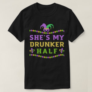 Camiseta Ella es mi pareja mardi gras semicornio y borracha