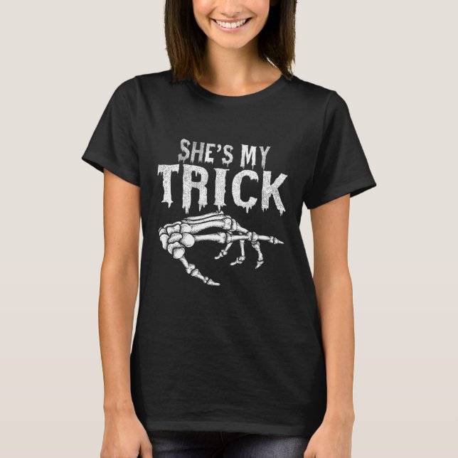Camiseta Ella es mi trick Skeleton Couple coincidiendo con  (Anverso)