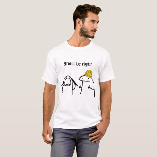 Camiseta Ella estará bien. Humor de figura de palo. Gracios