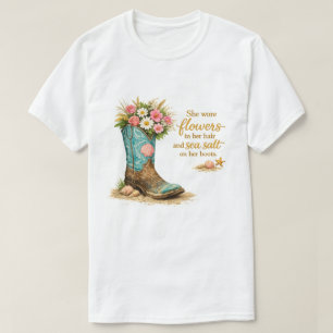 Camiseta ella llevaba flores – Botas vaqueras florales de