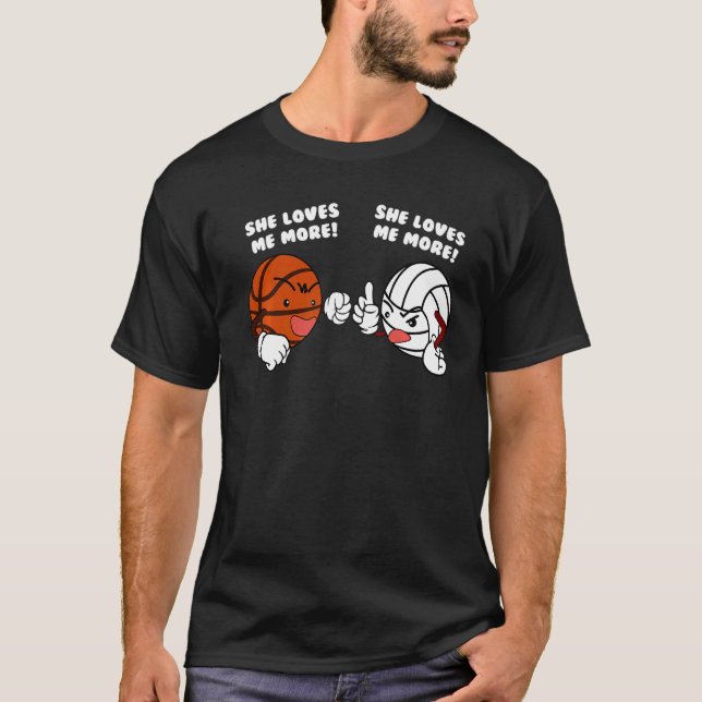 Camiseta Ella me ama más jugador de voleibol de baloncesto (Anverso)