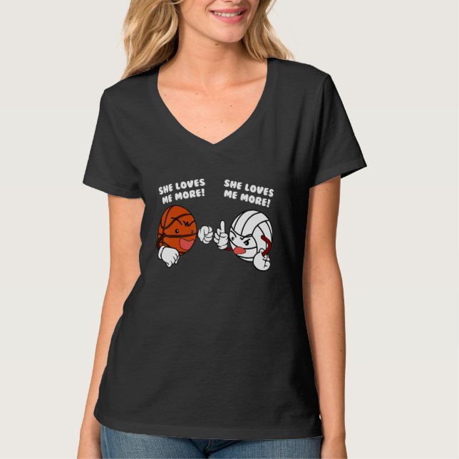 Camiseta Ella me ama más jugador de voleibol de baloncesto (Anverso)