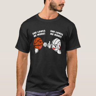 Camiseta Ella me ama más jugador de voleibol de baloncesto
