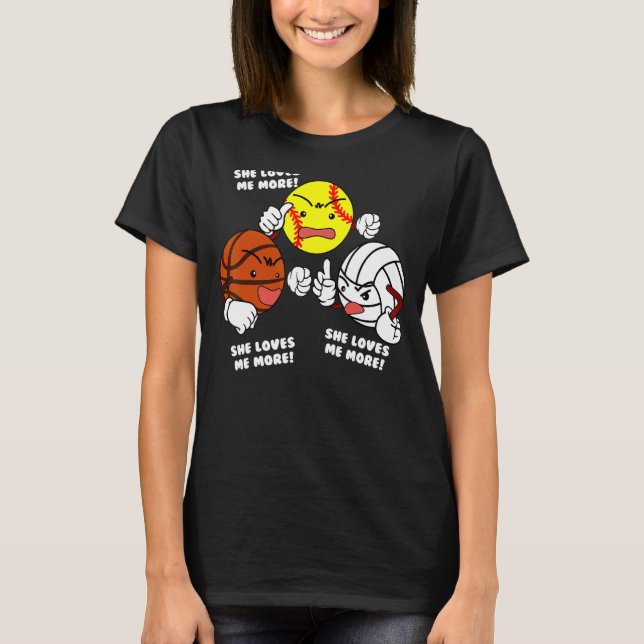 Camiseta Ella Me Ama Más Voleibol De Baloncesto De Softball (Anverso)