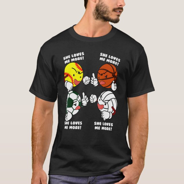Camiseta Ella Me Ama Más Volle De Baloncesto De Fútbol (Anverso)