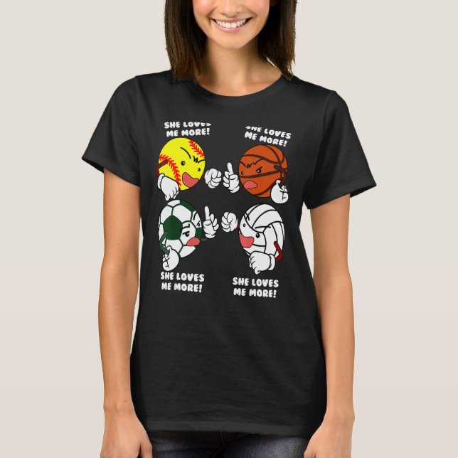 Camiseta Ella Me Ama Más Volle De Baloncesto De Fútbol (Anverso)