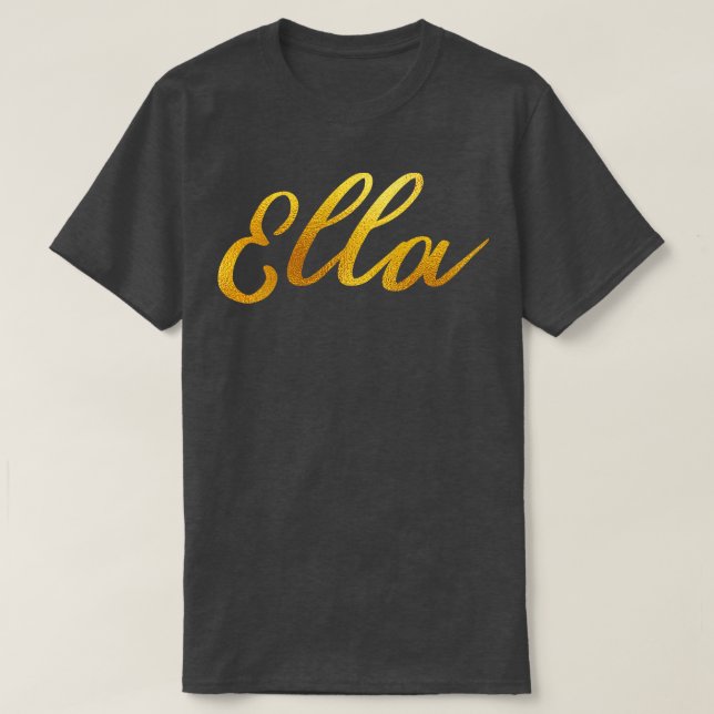 Camiseta Ella nombra la letra de mano en falsas letras de o (Diseño del anverso)