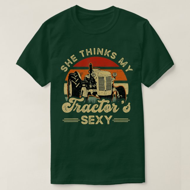 Camiseta Ella piensa que mis tractores son sexy agricultor  (Diseño del anverso)