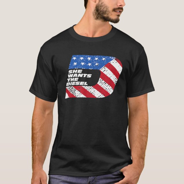 Camiseta Ella Quiere La Bandera Estadounidense Del Mecánico (Anverso)