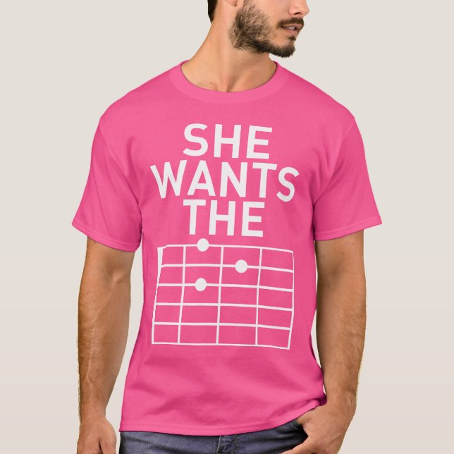 Camiseta Ella Quiere La Guitarra De Música Graciosa D Chord (Anverso)