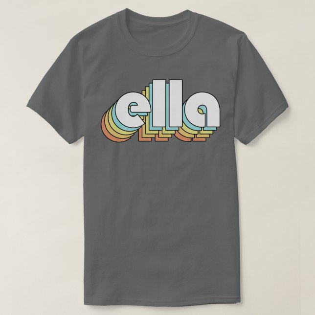 Camiseta Ella retro estilo de tipografía arcoiris desvaneci (Diseño del anverso)