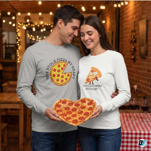 Camiseta Ella robó pizza mi corazón divertido Foodie pareja