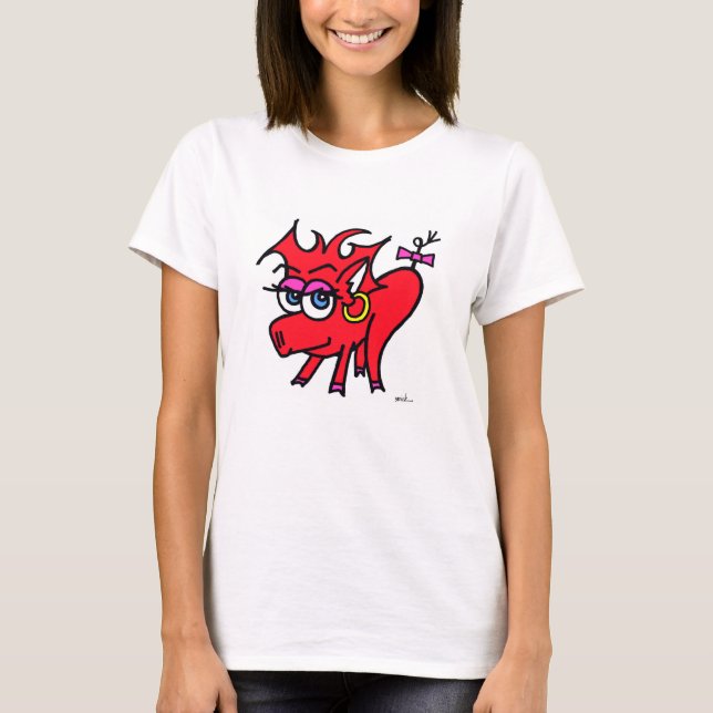 Camiseta ella smirk - color (Anverso)