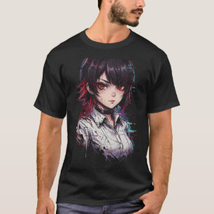 Camiseta Ellen Joe ZZZ Cabello Negro Destellos Rojos Capuch