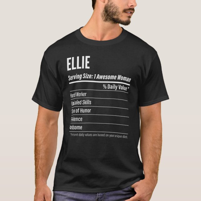 Camiseta Ellie  Nutritional Facts Serving Size Calories (Anverso)