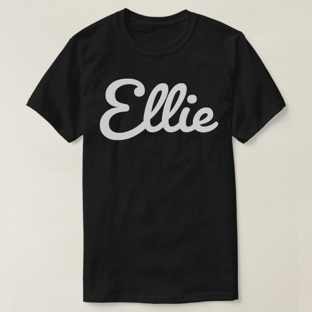 Camiseta Ellie Typography White Cursive Script (Diseño del anverso)