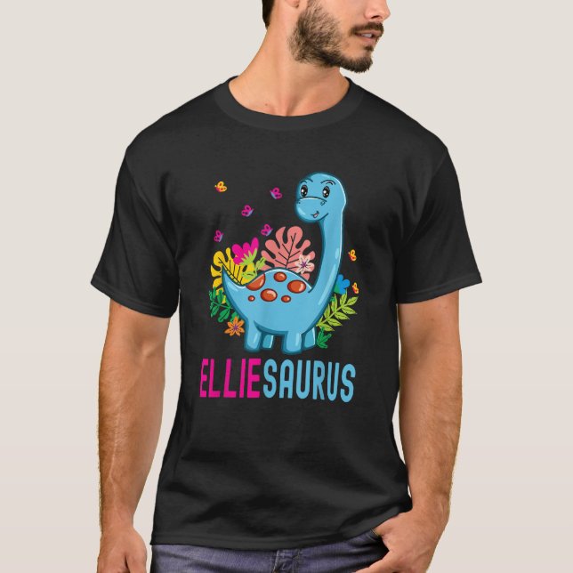 Camiseta ELLIESAURUS Nombre Personalizado ELLIE Dino Dinosa (Anverso)