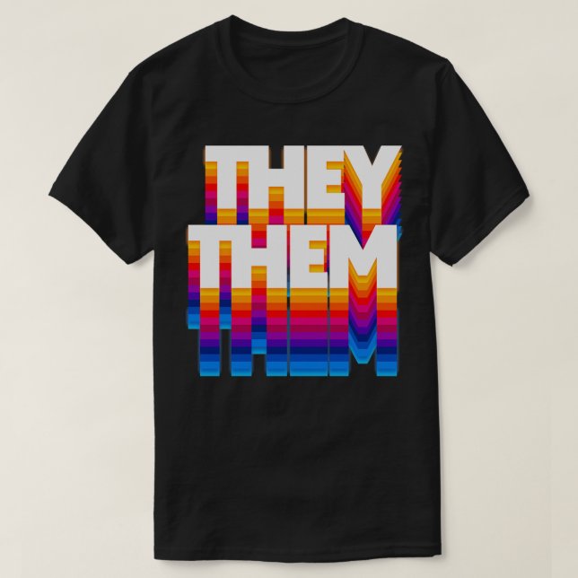 Camiseta Ellos Pronouns Diseño Retro 4 (Diseño del anverso)