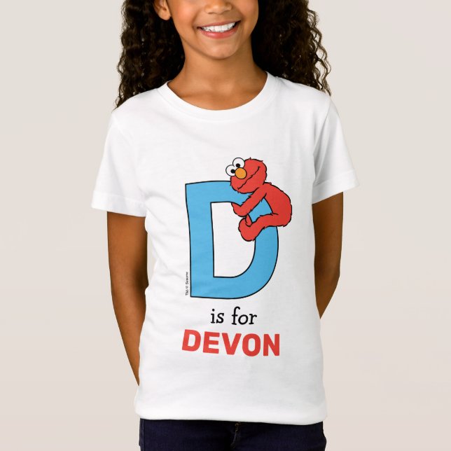 Camiseta Elmo Alphabet | D Azul (Anverso)