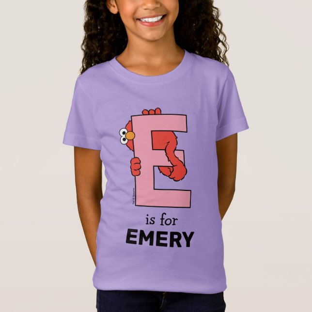 Camiseta Elmo Alphabet | E Rosa (Anverso)