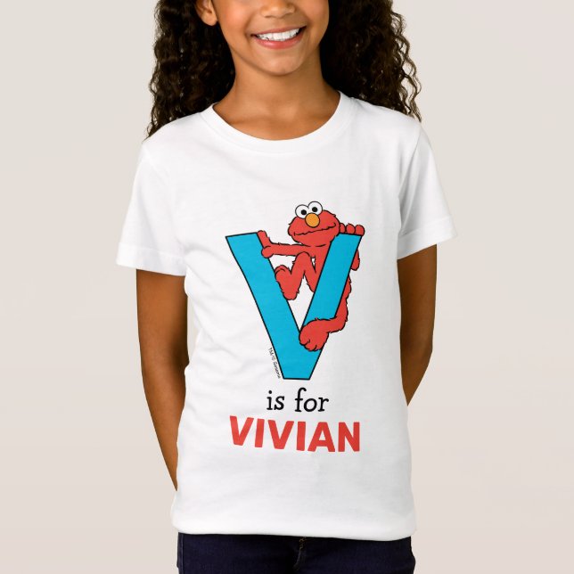 Camiseta Elmo Alphabet | V Azul (Anverso)