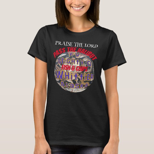 Camiseta Elogio al Señor Halibut Fish & Chips FV poderoso O (Anverso)