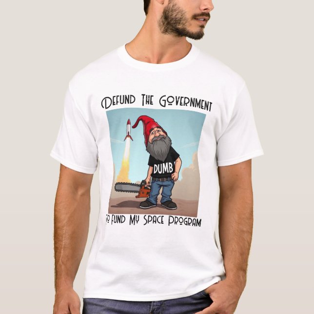 Camiseta Elon Musk Gnome Defiende Al Gobierno (Anverso)