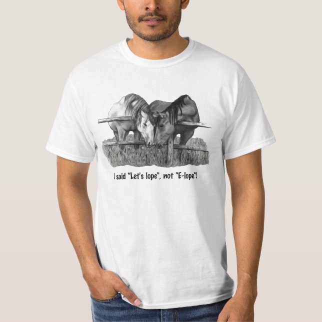 Camiseta Elope, Funny, Caballos: Dibujo de lápiz: Boda (Anverso)