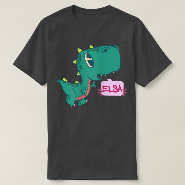 Camiseta ELSA - Hermoso nombre chica con adorable Dinosauri (Diseño del anverso)