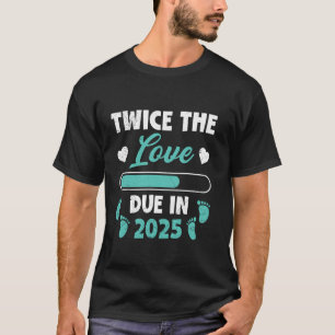 Camiseta Embarazada con gemelos el doble de amor que le cor