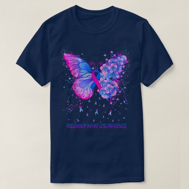 Camiseta Embarazo con mariposa en mujeres Sensibilización s (Diseño del anverso)