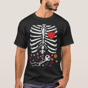 Camiseta Embarazo de Halloween lindo Skeleton Baby Girl