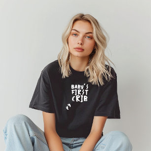 Camiseta Embarazo divertido huella dactilar bebé negro blan