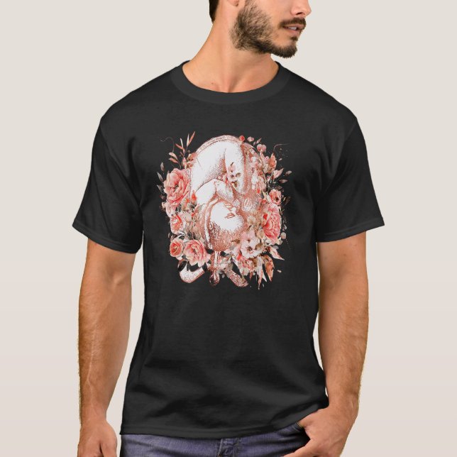 Camiseta Embarazo Floral Vejez Anatomía Bebé Ginecología Ex (Anverso)