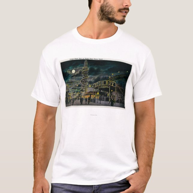 Camiseta Embarcadero del parque del océano en la noche del (Anverso)