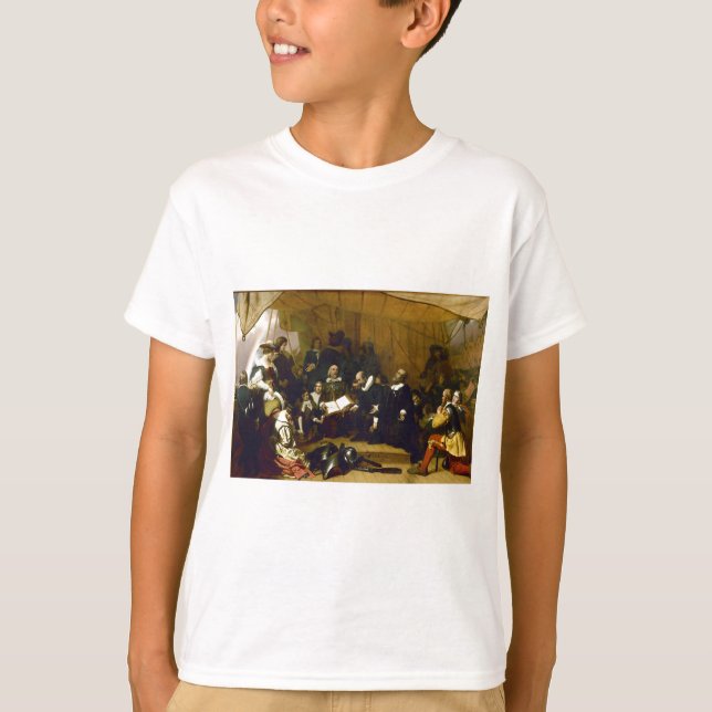 Camiseta Embarcadura de los peregrinos por Robert W. Weir (Anverso)