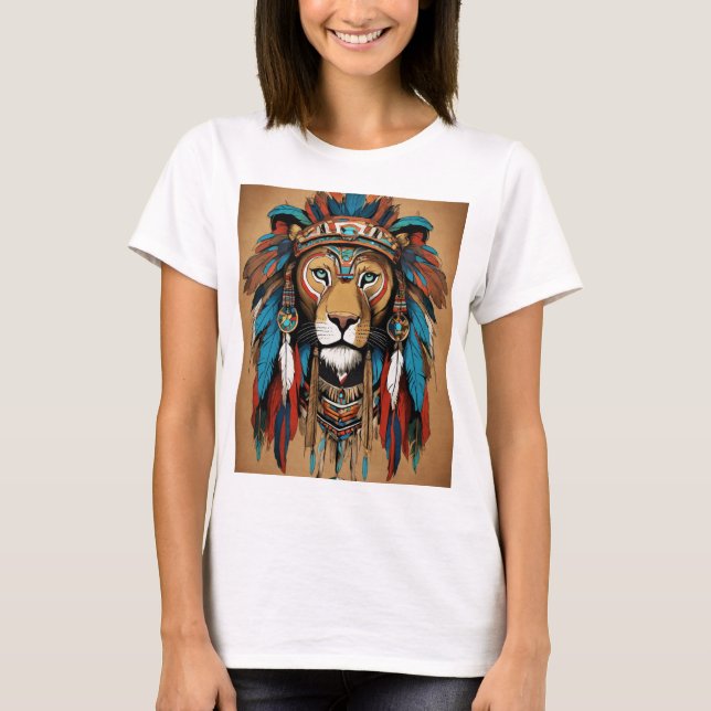 Camiseta Emblem T-Shirt De León Geométrico De Inspiración C (Anverso)