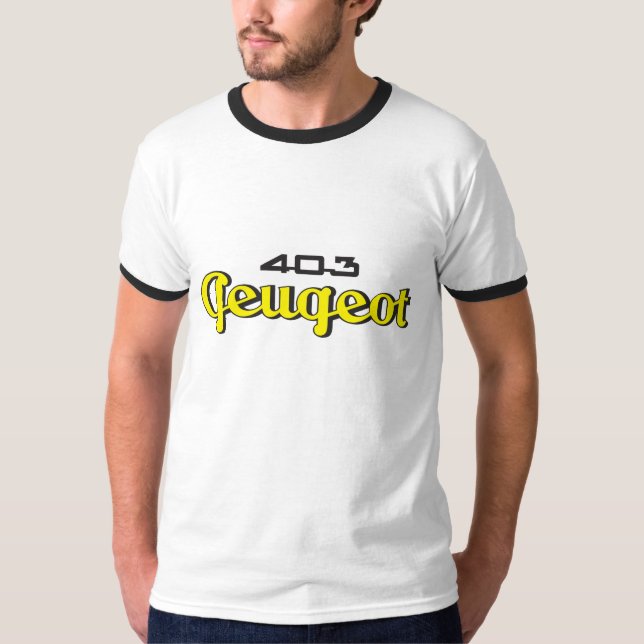 Camiseta Emblema clásico de la escritura de Peugeot 403 (Anverso)