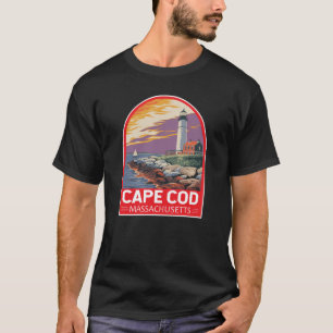 Camiseta Emblema de arte de viaje de Cape Cod Massachusetts