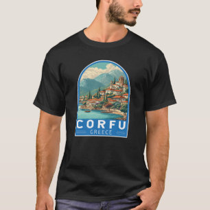 Camiseta Emblema de arte de viaje de Corfú Grecia