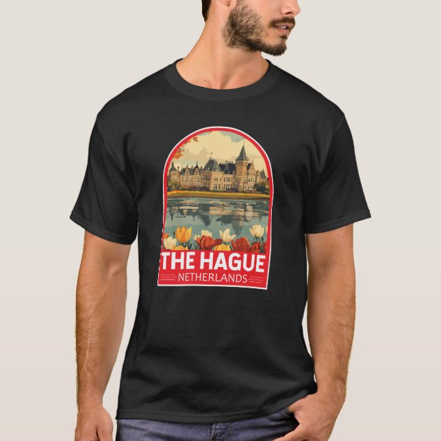 Camiseta Emblema de arte de viajes de los Países Bajos de L (Anverso)