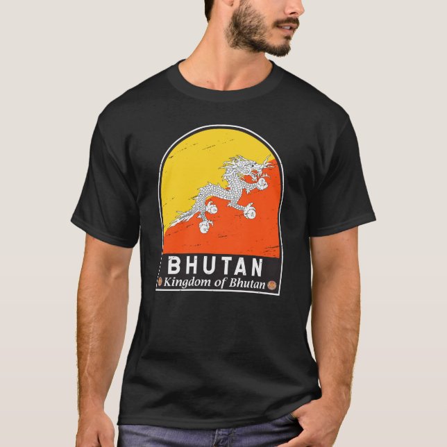 Camiseta Emblema de bandera butanesa con mal sabor (Anverso)