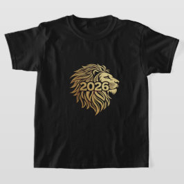 Camiseta Emblema de cabeza de león real con 2026 y hoja de 