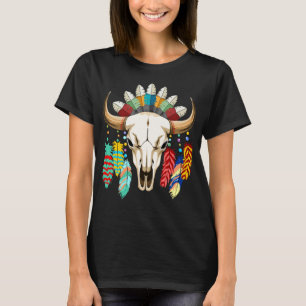 Camiseta Emblema de cráneo de búfalo nativo americano
