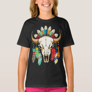 Camiseta Emblema de cráneo de búfalo nativo americano