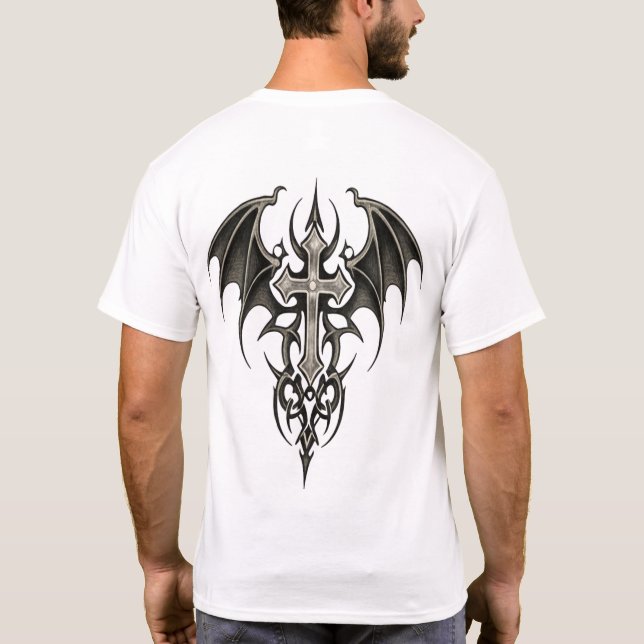 Camiseta Emblema de cruz tribal (Reverso)