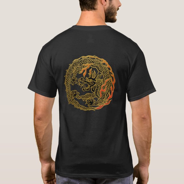 Camiseta Emblema de Dragón de Llama Dorada (Reverso)