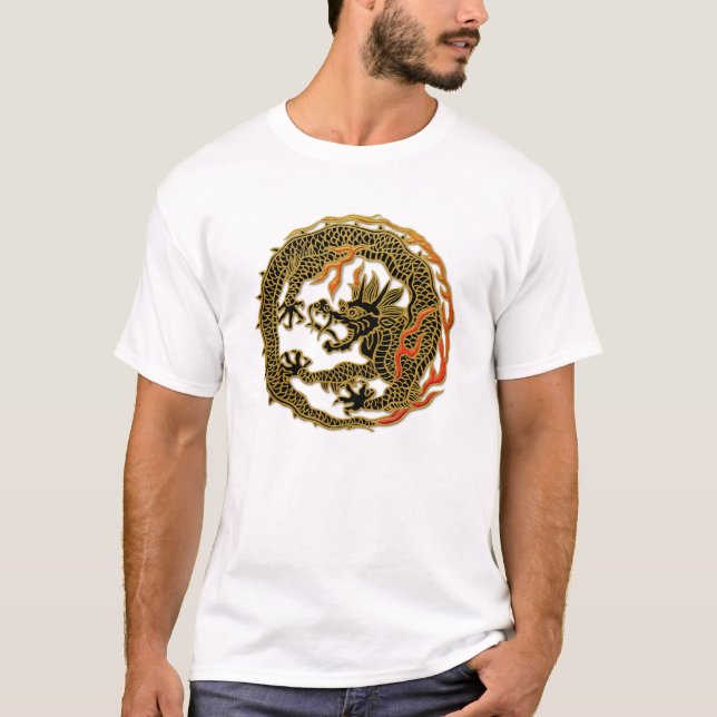 Camiseta Emblema de Dragón de Llama Dorada (Anverso)