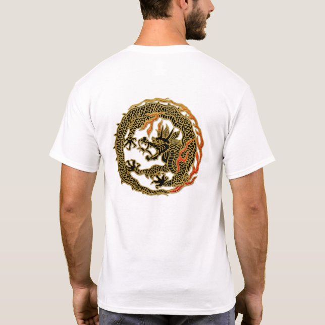 Camiseta Emblema de Dragón de Llama Dorada (Reverso)